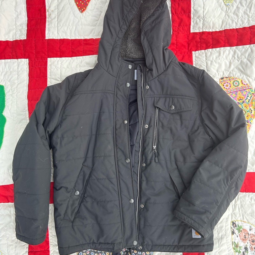 Women's Black Hooded Coat, size xl